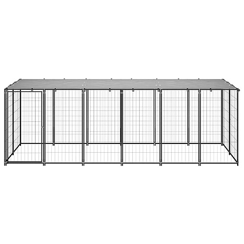 Helloshop26 Chenil extérieur cage enclos parc animaux chien 330 x 110 x 110 cm acier noir et gris 02_0000525