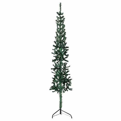 vidaXL Demi sapin de Noël artificiel mince avec support Vert 210 cm