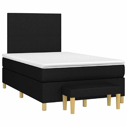 Maison Chic Lit adulte- Lit + matelas,Sommier à lattes de lit avec matelas noir 120x190 cm tissu -GKD36637