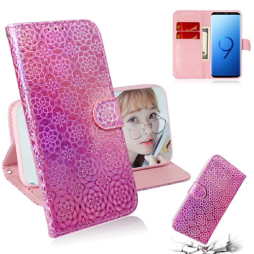 Wewoo Coque Pour Galaxy S9 solide couleur boucle magnétique coloré horizontale étui en cuir PU avec titulaire et fentes cartes et portefeuille et lanière rose