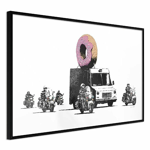 Paris Prix Affiche Murale Encadrée Banksy Donuts Strawberry 30 x 20 cm Noir