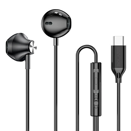 Bolaris Écouteurs Semi Intra-Auriculaires USB-C avec Télécommande Modèle Jupiter Noir