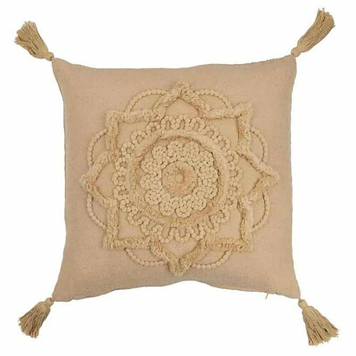 Paris Prix Coussin Déco Fleur Floches 43x43cm Beige