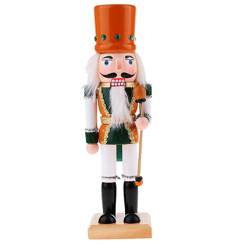 25cm figurine casse-noisette en bois ornements de noel décorateur solider avec canne