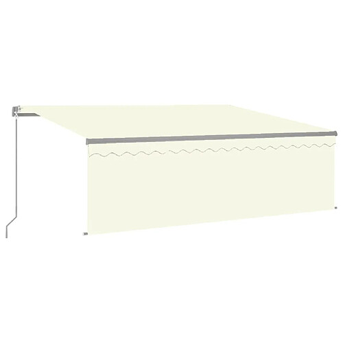 Maison Chic Auvent manuel rétractable avec store | store extérieurs de porte | Marquise Brise-soleil et LED 4,5x3 m Crème -GKD41621