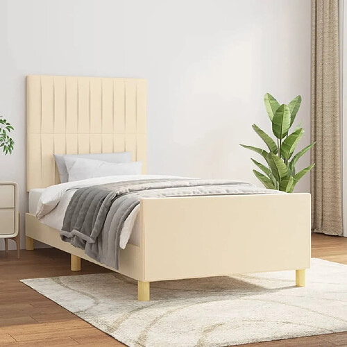 Maison Chic Lit adulte - Cadre Structure de lit avec tête de lit Contemporain Crème 80x200 cm Tissu -MN55368