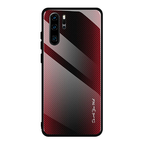 Wewoo Coque Pour Huawei P30 Pro Housse de protection en verre dégradé de texture rouge