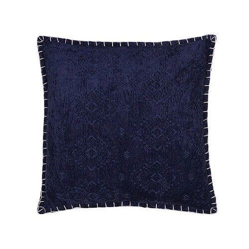 Beliani Coussin MELUR Soie artificielle 45 x 45 cm Unicolore Gaufré Bleu foncé