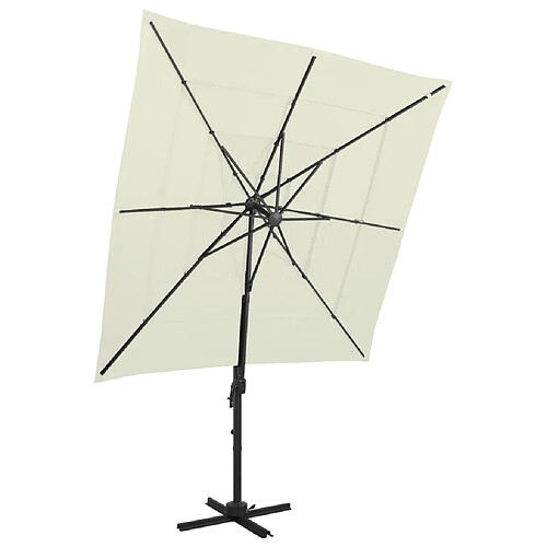 Helloshop26 Parasol mobilier de jardin à 4 niveau x avec mât en aluminium 250 x 250 cm sable 02_0008792