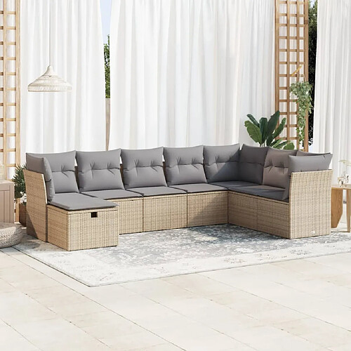 vidaXL Salon de jardin avec coussins 8 pcs beige résine tressée