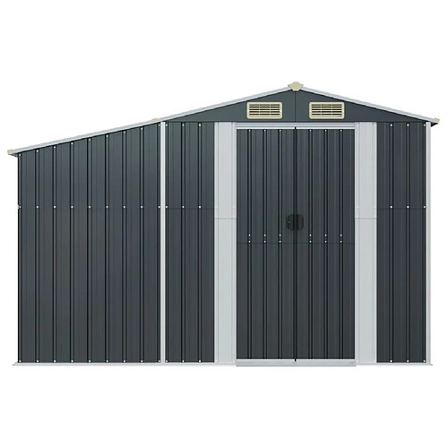 Helloshop26 Abri de jardin cabane cabanon maison de stockage remise extérieur hangar outils robuste 277 x 93 x 179 cm acier galvanisé anthracite 02_0022214