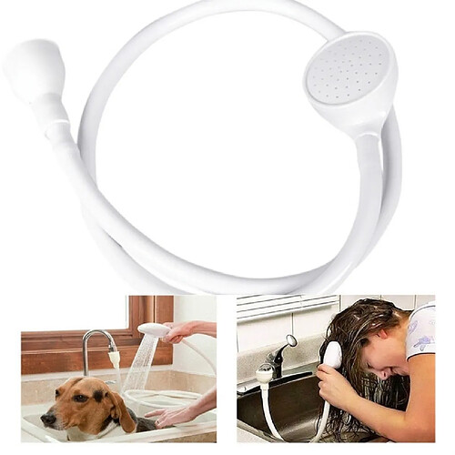 Wewoo Pommeau de douche 2 PCS pour animaux de compagnie Multifonctionnel Simple Évier Buse Nettoyage Fournitures Blanc