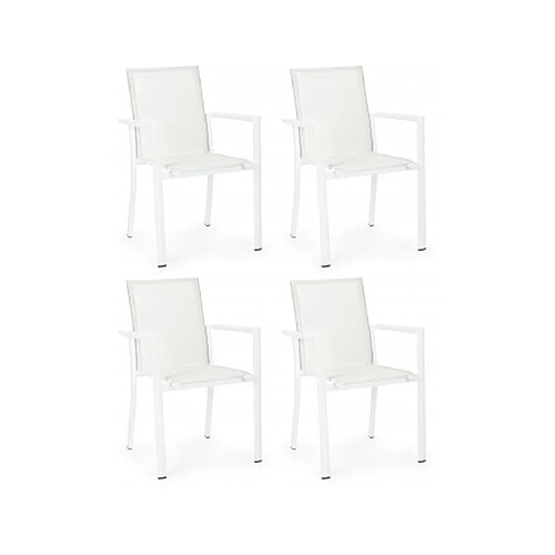 Bizzotto Fauteuil Lot de 4 fauteuils Konnor blanc