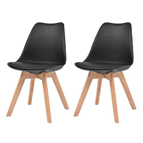 vidaXL Chaises à manger lot de 2 Noir Plastique