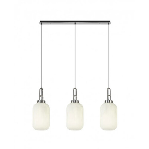 Luminaire Center Suspension 3 ampoules Nickel poli,opale