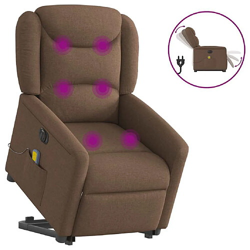 vidaXL Fauteuil inclinable de massage électrique Marron Tissu