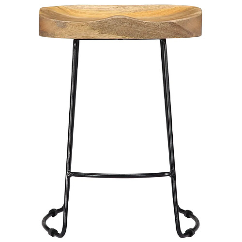 Helloshop26 Lot de deux tabourets de bar design chaise siège bois de manguier solide 1202098