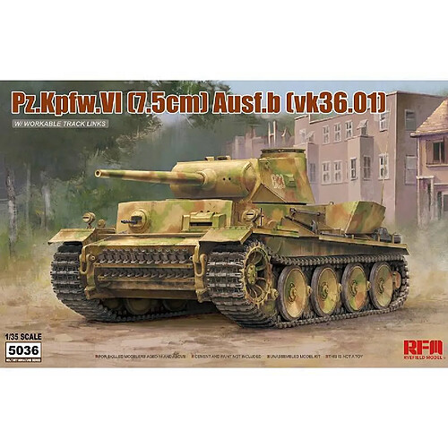 Rye Field Model Maquette Char Pz.kpfw.vi (7,5cm) Ausf.b (vk36.01) W/ Workable Track Links