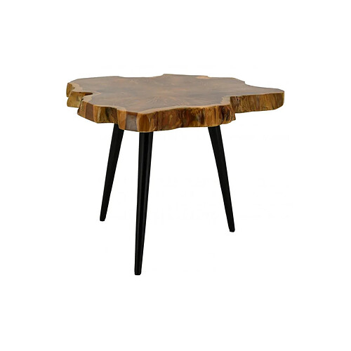 Aubry Gaspard Table d'appoint en teck naturel et métal.