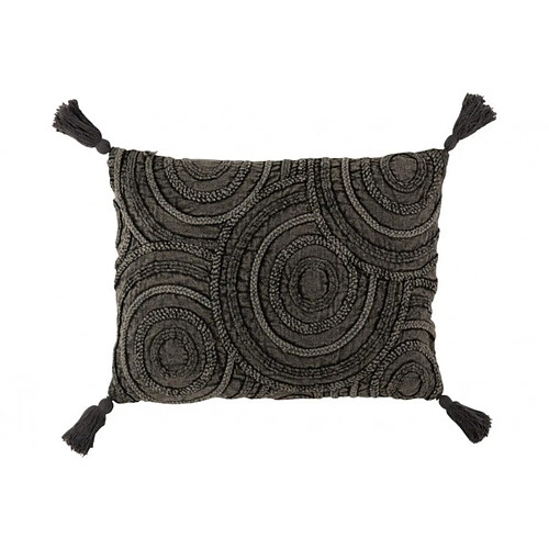 Dansmamaison Coussin Cercles Coton Rectangulaire Gris Fonce