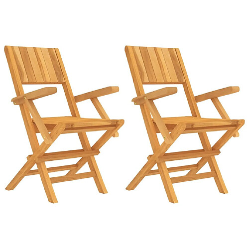 Maison Chic Lot de 2 Chaises de jardin,Fauteuil d'extérieur pliantes 55x61x90 cm bois massif teck -MN67814