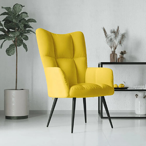 vidaXL Chaise de relaxation Jaune moutarde Velours