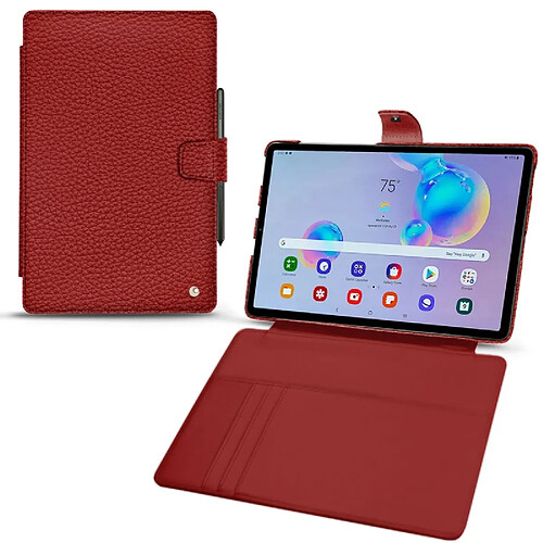 Housse cuir Samsung Galaxy Tab S6 Lite - Rabat portefeuille - Tomate ( Pantone #a61715 ) - NOREVE