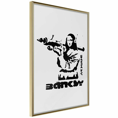 Paris Prix Affiche Murale Encadrée Banksy Mona Lisa with Bazooka I 30 x 45 cm Or