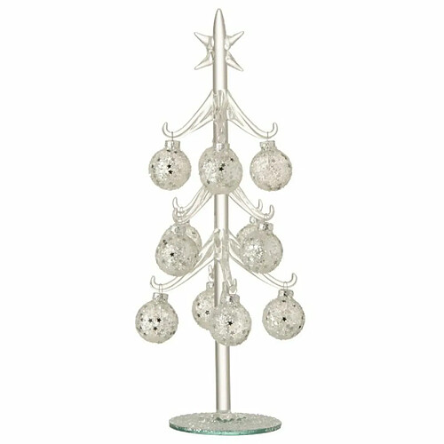 Paris Prix Statuette Déco Sapin & Boules Noël 30cm Argent