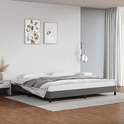 Maison Chic Lit adulte - Lit simple Cadre de lit,Structure du lit Contemporain Gris 200x200 cm Similicuir -MN27597