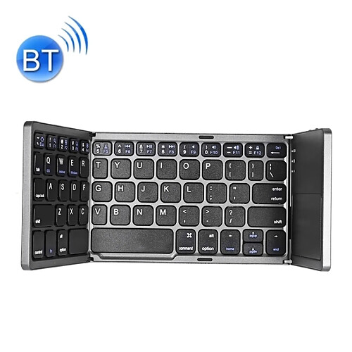 Wewoo Clavier sans fil QWERTY noir B033 sans rechargeable à 3 plis 64 touches Bluetooth avec pavé tactile