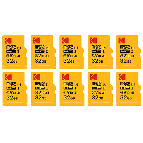 Pack de 10 KODAK Micro SDXC 32GB Premium : Vitesse et Fiabilité pour un Stockage Exceptionnel - Noir