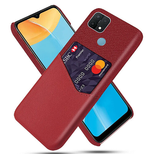 Coque en TPU + PU chiffon avec porte-carte rouge pour votre OPPO A15