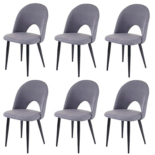 Decoshop26 Lot de 6 chaises de salle à manger cuisine design moderne tissu et textile gris foncé 04_0000811