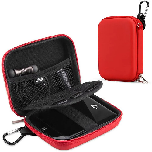 SANAG Housse De Protection Pour Disque Dur De 2.5Pouce, Etui Rigide De Rangement Pour Disque, Clé Usb, Câble Usb, Lecteur Mp3(Housse De Rangement Voyage Compatible Avec Le Mp4 H3, Etc- Rouge