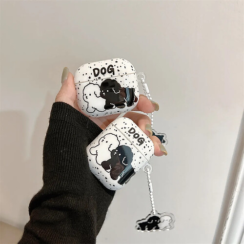 GUPBOO Airpods Coque Housse Étui Protecteur Compatible pour AirPods Pro-Ins dessin animé bleu dent de chien mignon de style coréen