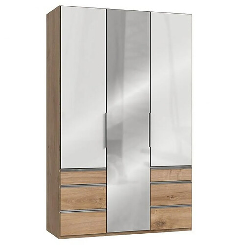 Inside 75 Armoire rangement LISEA 3 portes 6 tiroirs verre blanc 150 x 236 cm HT