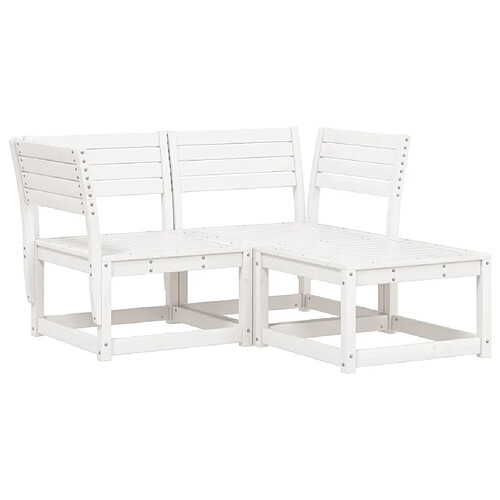 Maison Chic Salon de jardin 3 pcs | Ensemble de Table et chaises | Mobilier d'Extérieur blanc bois de pin massif -GKD59240