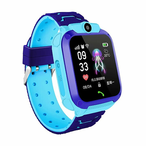 Enfants Montre Intelligente Téléphone Étanche Lbs Smartwatch Enfants Positionnement Appel 2G Bleu