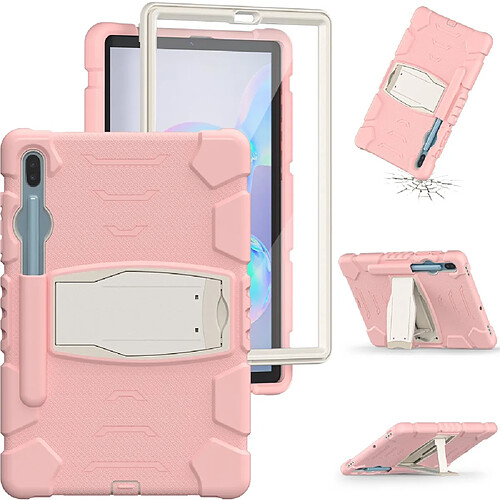 Coque en TPU + Silicone Résistant aux impacts souple avec béquille Fleur de cerisier rose pour votre Samsung Galaxy Tab S6 SM-T860 (Wi-Fi)/SM-T865 (LTE)/SM-T867