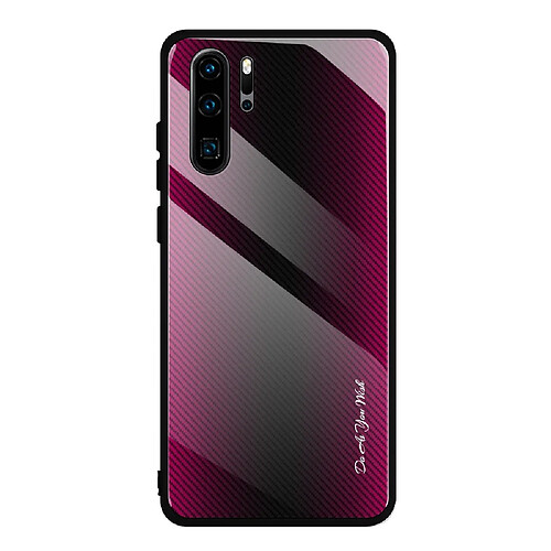 Wewoo Coque Pour Huawei P30 Pro Texture Gradient Glass Protective Glass Case Rose Red