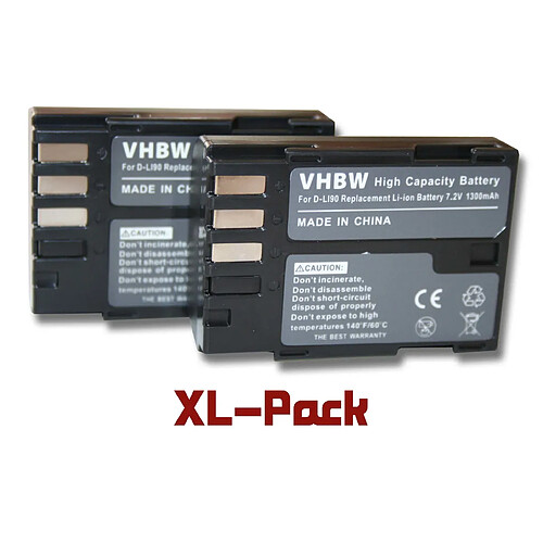 vhbw set de 2 batteries 1300mAh pour appareil photo Pentax K-01, K-7 D-SLR, K-5, K-5 II, K-5 IIs, K645D comme D-Li90.