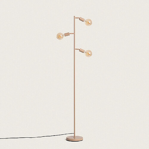 Ledkia Lampadaire Métal Aratz 3 Spots Camel