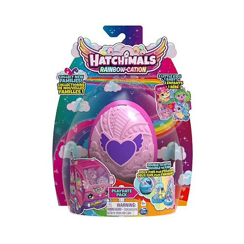 Pack figurines Hatchimals 4 Famille Surprise 3 enfants et 1 bébé S2 Modèle aléatoire