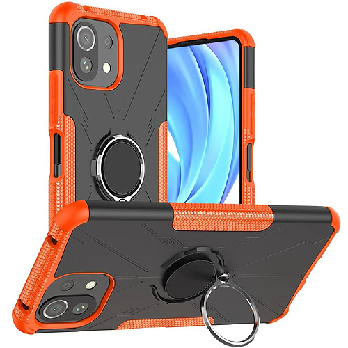 Coque en TPU Anti-empreintes, anti-choc avec béquille pour votre Xiaomi 11 Lite 5G NE/Mi 11 Lite 5G/4G - orange