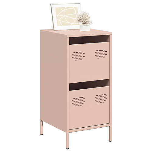 vidaXL Buffet rose 35x39x73,5 cm acier laminé à froid