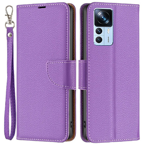 Etui en PU texture litchi, antichoc, fermoir magnétique avec support pour votre Xiaomi 12T 5G/12T Pro 5G - violet