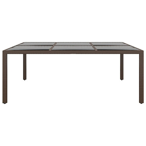 Maison Chic Table de jardin | Table d'extérieur avec dessus en verre Marron 200x150x75 cm Rotin -GKD49205