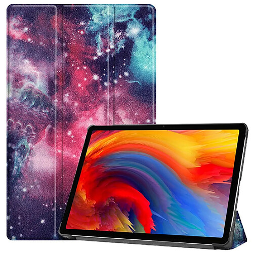 Etui en PU Impression de motifs avec support tri-pliure nébuleuse pour votre Lenovo Pad Plus