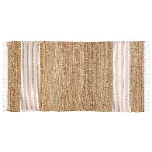 Beliani Tapis en jute 80 x 150 cm beige et rose pastel MIRZA